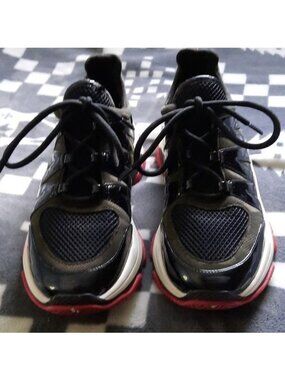 Steve Madden Maximus Black Red Faux Leather Chunky Y2K Streetwear Sneaker Size 8